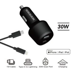 Urban 30W Car Charger With 1m L Cable