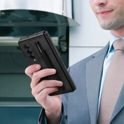 Samsung Galaxy Z Fold 5 Kickstand Case With Pen Holder - Urban -Uniq Sale Store urban cases covers samsung galaxy z fold 5 leather standing case with pen holder urban 39235193831682